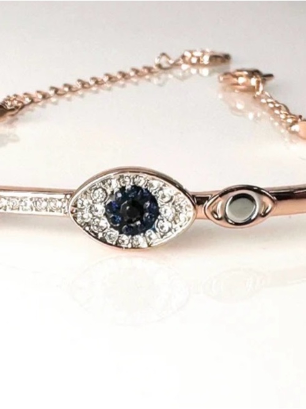 Swarovski Rose Gold-Tone Evil Eye Bracelet with Blue and Clear Crystals